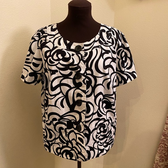 Kim Rogers Jackets & Coats Kim Rogers Black And White Print Jacket